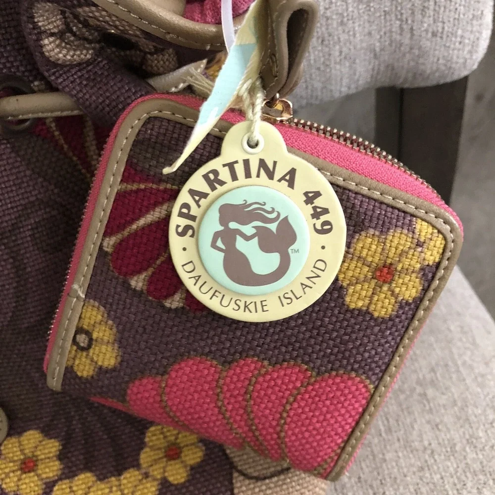 Spartina 449 daufuskie island Linen Leather Sarah Floral Bucket Handbag & Wallet